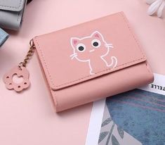 Cat Money, Cute Wallets, Women Wallet, Ladies Short, Money Bag, Mini Wallet, Leather Pattern, Zipper Wallet, Wallet Fashion