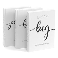 two book covers with the words dream and big written on them