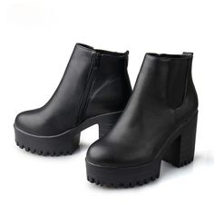 Pump Boots, Heel Platforms, Motorcycle Shoes, Chunky Ankle Boots, Pu Boots, High Ankle Boots, Women Boots, Boot Pumps, Motorcycle Boots