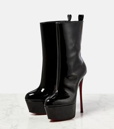 Louboutin Online, High Heel Ankle Boots, Fantastic Shoes, Heels Classy, Heel Ankle Boots, High Heel Boots Ankle, Platform Ankle Boots, Black High Heels, Pretty Shoes