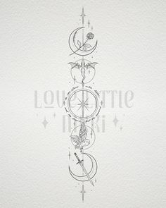 an ink drawing of three different types of symbols