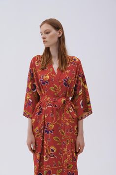 Embrace effortless elegance with our Red Floral Linen Kimono Robe. Crafted from luxurious linen fabric, this robe features a vibrant floral pattern that adds a touch of sophistication to your loungewear collection. Perfect for lounging at home or as a chic cover-up, this kimono robe combines comfort with style. Details: Material: 100 % Italian linen Size: one size Lenght: 134 cm/ 52.8 in Unique designer print by OLIZBRAND Hand-made 🧡 Elegant Red Kimono For Spring, Red Robe With Kimono Sleeves For Spring, Red Beach Robe For Spring, Red Summer Kimono For Loungewear, Red Kimono For Summer Loungewear, Red Robe With Kimono Sleeves For Summer, Elegant Red Kimono For Summer, Red Summer Robe For Vacation, Elegant Red Summer Kimono