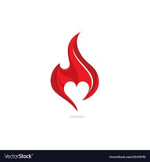 a heart shaped fire or flame logo