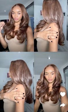 Chocolate Honey Hair, Black Cherry Hair Color Brown Skin, Chocolate Brown Hair On Brown Skin, Cinnamon Hair Color On Black Women, Cherry Brunette Hair, Brown Cinnamon Hair Color, 3c Hairstyles, Chocolate Brown Wig, Nice Hairstyles