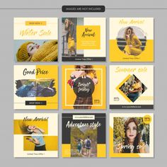 the yellow and black instagramtion is set up for photoshopped with different images