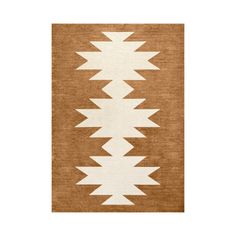 a brown and white rug with arrows on it