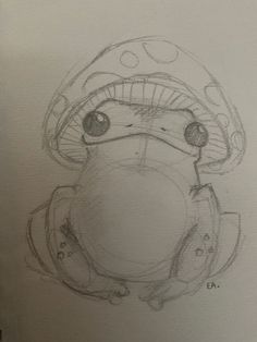 a drawing of a frog wearing a hat