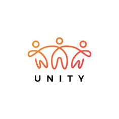 an orange and red logo with the word unity on it's left side