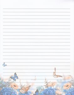 a notepad with butterflies and flowers on it