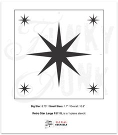 the star stencil is shown in black and white, with stars on it