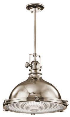 Kichler - 2691PN - One Light Pendant - Hatteras Bay - Polished Nickel Modern Luxury Lighting, Industrial Lights, Fresnel Lens, Kitchen Pendant, Bathroom Pendant, Vintage Industrial Style, Gas And Electric, Luxury Lighting, Led Flush Mount