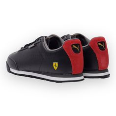 A motorsport interpretation of Puma's timeless Roma shoe with clean lines and sleek Italian vibes. The upper is made of premium leather, and is paired with a lightweight midsole and high-traction rubber outsole for a secure, comfortable stride. This pared-down silhouette is finished with elegantly understated branding, with the Scuderia Ferrari badge and perforated Formstrip weaving a modern motorsport feel into the classic Archive details. Low boot High-quality leather upper CMEVA midsole Non-slip rubber outsole Reinforced toe cap and heel Lace closure for a snug fit Perforated PUMA Formstrip at lateral side Scuderia Ferrari badge at lateral heel PUMA Cat Logo at heel Label with PUMA Cat Logo at tongue Style #307032_01 - Black Style #307032_02 - White Ferrari Badge, Italian Vibes, Ferrari Roma, Puma Cat, Scuderia Ferrari, Black 13, Low Boots, Cat Logo, Puma Mens