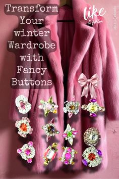 fancy buttons for winter outfits Holiday Accessories, Buttons For Sale, Old Outfits, Embellishment Diy, Novelty Buttons, Winter Chic, Dress Stand, Stylish Coat