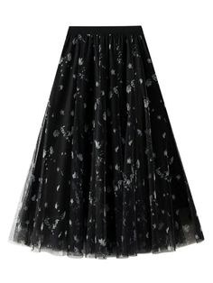 50295210508591 Sheer Flowy Tiered Skirt, Floral Mesh Midi Skirt, Long Gothic Prints Skirt, Luxury Floral Print Flowy Skirt, Non-stretch Multicolor Floral Print Skirt, Long Skirts For Women, Jumpsuit Outfit, Party Dress Short, Cardigan Vest