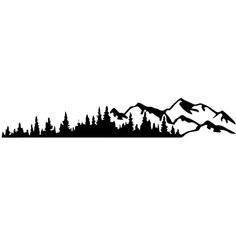 a black and white silhouette of mountains with trees