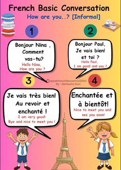 the french conversation is shown in three different languages, including one for children and one for adults