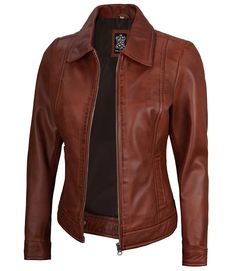 Cognac Leather Jacket For Women
Discover timeless sophistication with our Women’s Shirt Collar Cognac Leather Jacket, crafted from genuine lambskin leather. This jacket features a classic shirt collar and a warm cognac hue, offering a blend of elegant style and modern flair. The luxurious leather ensures durability and comfort, while the tailored fit enhances your silhouette. Ideal for adding a touch of refinement to both casual and formal outfits, this jacket is a versatile staple for any wardrobe. Fitted Cognac Leather Jacket, Classic Leather Jacket With Leather Lining For Fall, Classic Leather Jacket For Fall, Classic Leather Jacket With Padded Collar For Work, Brown Collared Leather Jacket For Business, Elegant Formal Leather Jacket With Padded Collar, Classic Fitted Leather Biker Jacket, Fitted Brown Leather Jacket With Collar, Fitted Brown Leather Collared Jacket