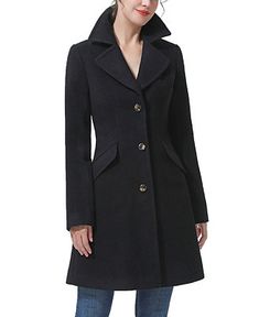 kimi + kai Women's Sasha Wool Blend Walking Coat - Macy's Knee-length Belted Outerwear For Fall, Fitted Knee-length Belted Outerwear, Elegant Black Knee-length Outerwear, Women's Rain Coats L.l.bean, Michael Michael Kors Belted Wool-blend Felt Coat, Buy Online, Wool Blend, Walking, Wool