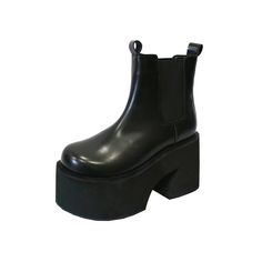 Bold Minimalist Platform Chelsea Boots with Chunky Heel - Black - In Control Clothing