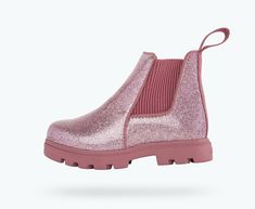 Pull On Glitter Chelsea Boot | Kensington Kids | Native Shoes Chelsea Boots Outfit, Kensington And Chelsea, Glitter Boots, Native Shoes, Trendy Boutique, Slip On Boots, Coraline, Designer Boots, Kids Boots