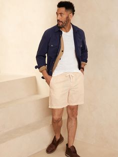 Comfortable, casual and perfectly-cut, these tailored shorts are crafted from a blend of soft cotton and lightweight linen so they're ideal in warm weather.  EASY FIT: A relaxed fit with pull-on design.  Elastic waistband with internal drawstring.  F Relaxed Fit Bermuda Shorts With Welt Pockets For Summer, Relaxed Fit Summer Shorts With Welt Pockets, Casual Linen Bermuda Shorts For Work, Summer Shorts With Relaxed Fit And Welt Pockets, Casual Bermuda Shorts With Welt Pockets For Work, Relaxed Fit Linen Shorts With Welt Pockets, Casual Bermuda Shorts With Welt Pockets For Spring, Casual Bermuda Shorts With Welt Pockets For Summer, Beige Shorts With Welt Pockets For Summer