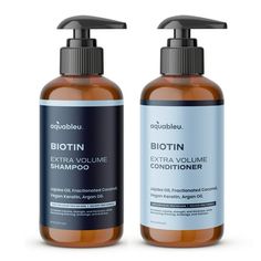 Aquableu Biotin Shampoo and Conditioner set will give each strand of hair a beautiful boost of B-complex vitamins from root to tip, leaving your hair feeling thicker, fuller, and looking oh so shiny. Made from 100% all-natural ingredients, our shampoo and conditioner are gentle enough to use on all hair types to protect, strengthen, and encourage healthy hair growth. Biotin is known to help thicken and texturize any hair type with just one use. Our powerful formula helps volumize even the skinni Biotin Shampoo, Thicker Fuller Hair, Good Shampoo And Conditioner, Shampoo And Conditioner Set, Hair Thinning, New Hair Growth, Promote Healthy Hair Growth, Best Shampoos, Fuller Hair