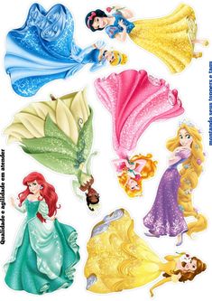 disney princesses stickers on a white background