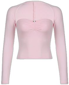 Spring Y2k Stretch Tops, Pink Fitted Y2k Style Top, Y2k Stretch Tops For Spring, Fitted Crop Top With Thumbholes, Y2k Style Long Sleeve Tops For Layering, Y2k Long Sleeve Tops For Layering, Y2k High Stretch Fall Tops, Pink Long Sleeve Tops With Thumbholes, Y2k High Stretch Tops For Fall