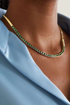 Emerald Drop Necklace, Emerald Jewelry Necklace Gold, Colombian Emerald Necklace, Formal Clavicle Chain Necklace, Elegant Yellow Gold Gemstone Chain Necklace, Elegant Emerald Pendant Necklace With Clavicle Chain, Timeless Gold Emerald Necklace, Timeless 14k Gold Emerald-cut Necklace, Formal Gold Chain Necklace With Gemstone