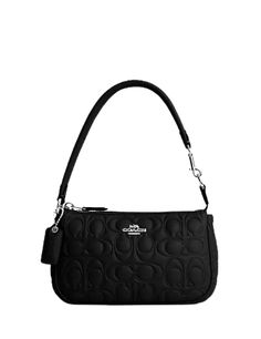 Length: 7.5"Height: 4.5"Width: 2.0"Nappa leather and smooth leatherFabric liningHandle with 6 1/4" dropZip-top closureInside multifunction pocketTwo credit card slotsStyle CM239Color: Black Small Black Coach Purse, Coach Black Purse, Coach Bag Black, Coach Black Bag, Vintage Coach Purse, Coach Nolita 19, Black Shoulder Purse, Coach Nolita, Black Coach Bag