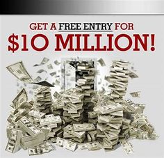 a pile of money with the words get a free entry for $ 10 million