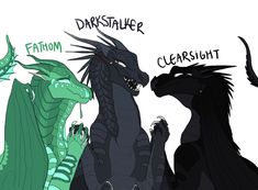 three different types of monsters with names on them