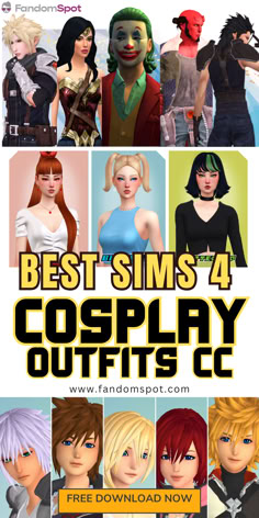 the best sims 4 cosplay outfits for males and females, including female characters