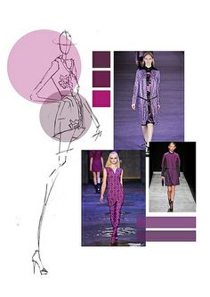 a fashion design book with images of women's dresses and accessories on the runway