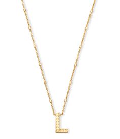 From Kendra Scott&#x2C; this necklace features:Featuring your initial&#x2C; or your bestie’s&#x2C; or your crush's (we won’t tell)&#x2C; wear a personalized reminder designed with our signature etched detail.Material: 14k Gold Plated Over BrassApprox. 19" chain&#x2C; 0.48"L X 0.6"W pendantClosure: Lobster clasp with single adjustable sliding beadPlease note: Due to the one-of-a� Trendy Tan Initial Pendant Jewelry, Tan Initial Pendant Necklace With Adjustable Chain, Tan Necklace With Initial Pendant And Adjustable Chain, Tan Initial Pendant Jewelry With Adjustable Chain, Tan Initial Pendant With Adjustable Chain, Bohemian Long Necklace For Rituals, Letter Pendant Necklace, Initial Pendant Necklace, J Fashion