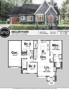 the miller park floor plan is shown in black and white, with two story houses on each