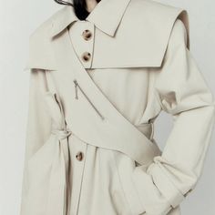 Long Beige Coat, Beige Trench Coat, Beige Coat, Stylish Coat, Coat For Women, Detachable Collar, Long Trench, Sailor Collar, Long Trench Coat