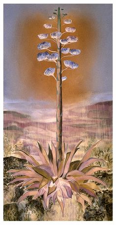 a painting of a plant in the desert