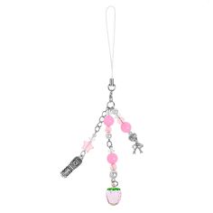 a key chain with charms attached to it