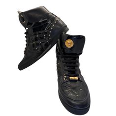 Pre Owned. In Great Condition, Worn A Few Times. Versace Sneakers, Studded Sneakers, Versace Shoes, Medusa Head, Versace Men, Mens Shoes Sneakers, High Top, High Tops, Versace