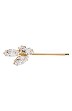 Hold back stray hairs with this elegant bobby pin adorned by three glittering crystals. 3/4"W x 2 1/4"L Crystal/metal Made in Germany Crystal Bobby Pins In Hair, Diamante Hair Pins, Crystal Hair Pins Wedding, Crystal Bridemaid Hair Clip, Crystal Hair Clip, Crystal Hair Pins, Bobby Pin, Flower Hair Pin, Hair Accessories For Women