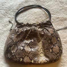 Large Snake Print Bag With Matching Coin Pouch And Wallet Bucket Evening Bag With Handles, Brown Satchel Evening Bag With Removable Pouch, Brown Evening Shoulder Bag With Removable Pouch, Brown Shoulder Evening Bag With Removable Pouch, Brown Evening Bag With Removable Pouch, Brown Evening Bag With Removable Pouch For Everyday, Brown Evening Bag With Handles For Everyday Use, Brown Evening Bag For Everyday Use, Brown Pouch With Detachable Handle