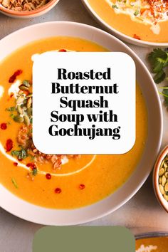 Butternut Squash Soup Roasted Butternut Squash Soup, White Miso, Butternut Squash Soup, Squash Soup, Roasted Butternut, Roasted Butternut Squash, Autumn Flavors, Butternut Squash, Soup Recipe