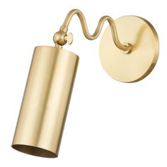 a gold wall light with a white background