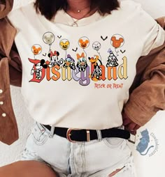 Disney Shirts For Family October, Disney California Adventure Shirts, Halloween Disneyland Shirts, Couple Halloween Shirt Ideas, Disneyland In October Outfits, Disney Halloween Sweatshirt, Disney Fall Outfit Ideas, Disney Land Shirts, Disney Fall Shirts