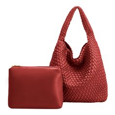 Red Johanna Large Recycled Vegan Leather Shoulder Bag | Melie Bianco Melie Bianco, Leather Making, Large Shoulder Bags, Hair Fragrance, Zip Pouch, Bottom Clothes, Sweater And Shorts, Magnetic Closure, Handbag Accessories