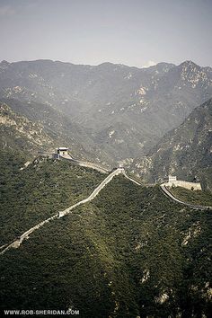 an aerial view of the great wall of china