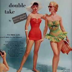 Vintage Bathing Suits, Vintage Swim, Vintage Swimsuit, Fashion 1950s, Vintage Swimwear, Vintage Swimsuits, Double Take, Vintage Beach, Moda Vintage