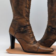 They Are As Sassy As They Are Classic! Super Comfortable And Great Quality & Condition! Item Owned By Artist Olivia. Great Shade Of Brown And Black Boots. Italian Made Vero Cuoio, Via Spiga. Zipper Is On The Outside. These Will Make A Statement In Any Casual Or Dressy Ensemble. Size 7m Beautiful Above The Knee Via Spiga Black Leather Boots. They Are As Sassy As They Are Classic! Super Comfortable And Great Quality & Condition! - Via Spiga Above The Knee Boots - Genuine Black Leather, Soft But St Above The Knee Boots, Black Leather Boots, Knee Boots, The Knee, Black Boots, Leather Boots, Block Heels, Bootie Boots, Black And Brown