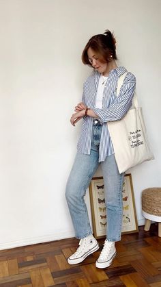 Casual Chic Outfits, Everyday Fashion Outfits, Neue Outfits, Casual Day Outfits, Outfits With Converse, Elegante Casual, Quick Outfits, Outfit Jeans